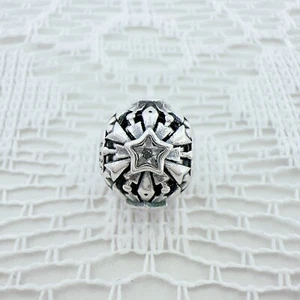Genuine Authentic Shinning Star Pave CZ Bead 925 Sterling Silver European Charm - Picture 1 of 5