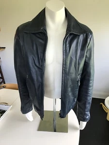Beautiful J Lindeberg Zip Jacket, Bomber Style Blue Vintage Leather Coat JL - Picture 1 of 6