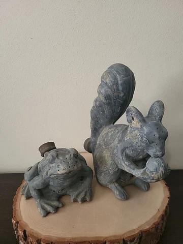 Rare Cast Metal Frog & Squirrel vintage Lawn Sprinklers Cover