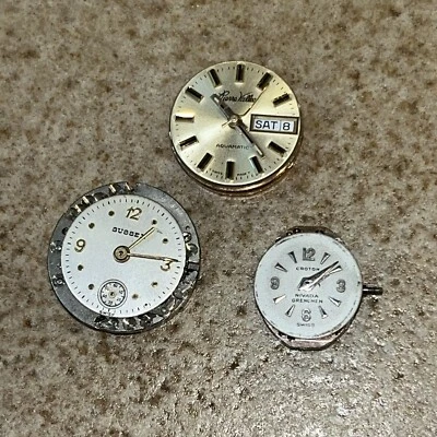 3-Qty Croton Mechanical Watch Movements Ladies Jeweled 1029, F650, Nivada Parts - Image 1 of 4