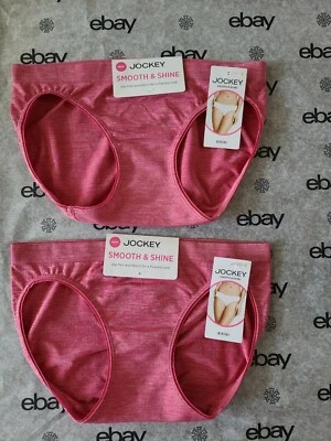 Sz 4 JOCKEY 2 Pair Red SMOOTH & SHINE  # 2186 BIKINI Panties NWT $23.00 - Image 1 of 4