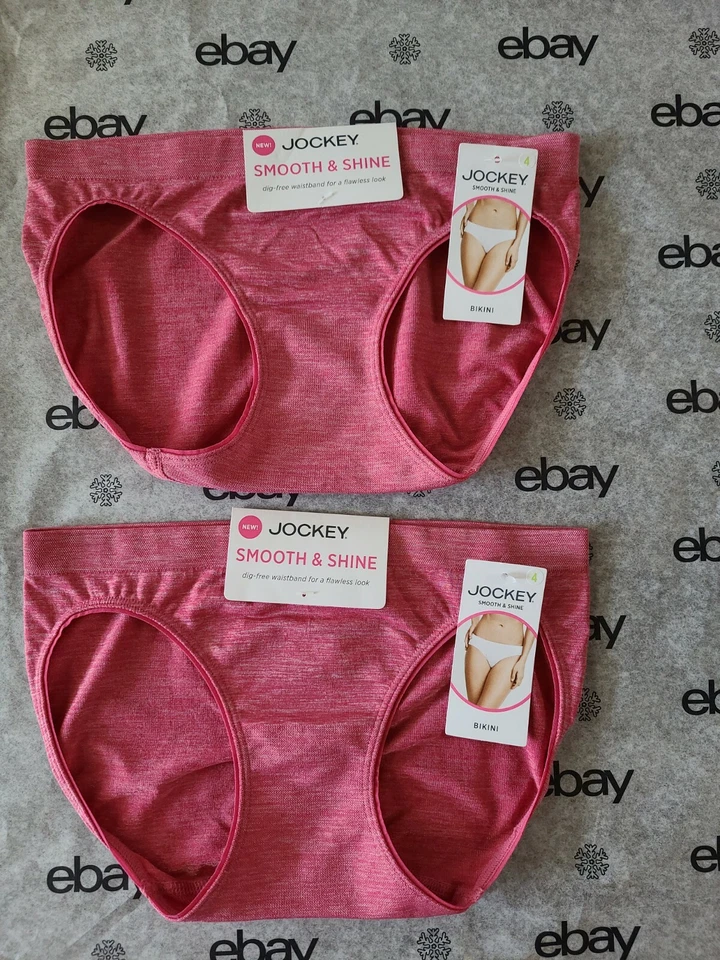 Sz 8 Jockey 2 Pair Pink Smooth & Shine # 2186 Bikini Panties
