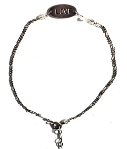 3,5 gr Vintage Sterlingsilber *LIEBE* Figarokette Fußkettchen Armband Set 9-11,5" 7/22 - Bild 1 von 4
