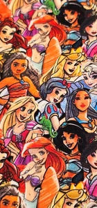 Disney Princess Collection Cotton Blend Fabric 30 x 56 Vibrant Prewashed - Picture 1 of 3