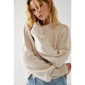 Nuevo con etiquetas Suéter Free People Easy Street Crop Crema Talla XS Acanalado en Perla - Imagen 1 de 11