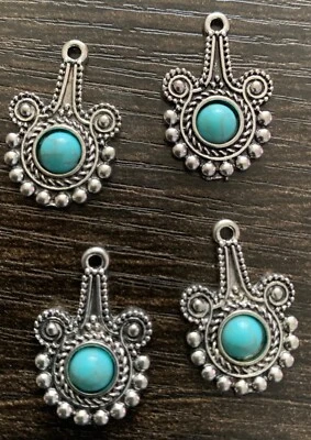 Lote de 4 colgantes de resina azul turquesa Foto 1 de 3