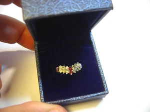 Superb Solid 9ct White Gold Ring - Rare Demantoid Garnet & Pyrope Garnet- Size n - Picture 1 of 8