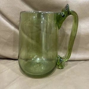 Handblown Green Glass Mug Tankard Bubble Colonial Beer Stein 6 In - Picture 1 of 13