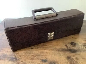 VINTAGE AUDIO CASSETTE - 20 TAPE STORAGE BOX CARRY CASE CROCODILE SKIN LEATHER - Picture 1 of 9