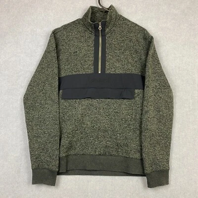 Quiksilver Jumper Mens Medium Grey Navy Keller Half Zip Anorak Fleece Warm — 第 1/4 张图片