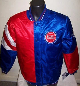 DETROIT PISTONS STARTER Snap Down Jacket 50/50 RED BLUE SMALL - Picture 1 of 11