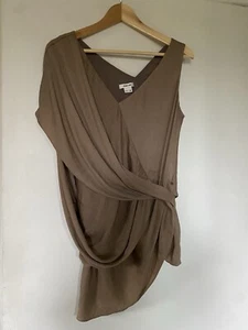 Vtg Helmut Lang Asymmetric Draped Blouse Brown Nude Hue dune avant garde Sz M - Picture 1 of 9