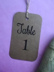 More details for wedding table number tags 1-15 cards name tags vintage kraft tnbc71
