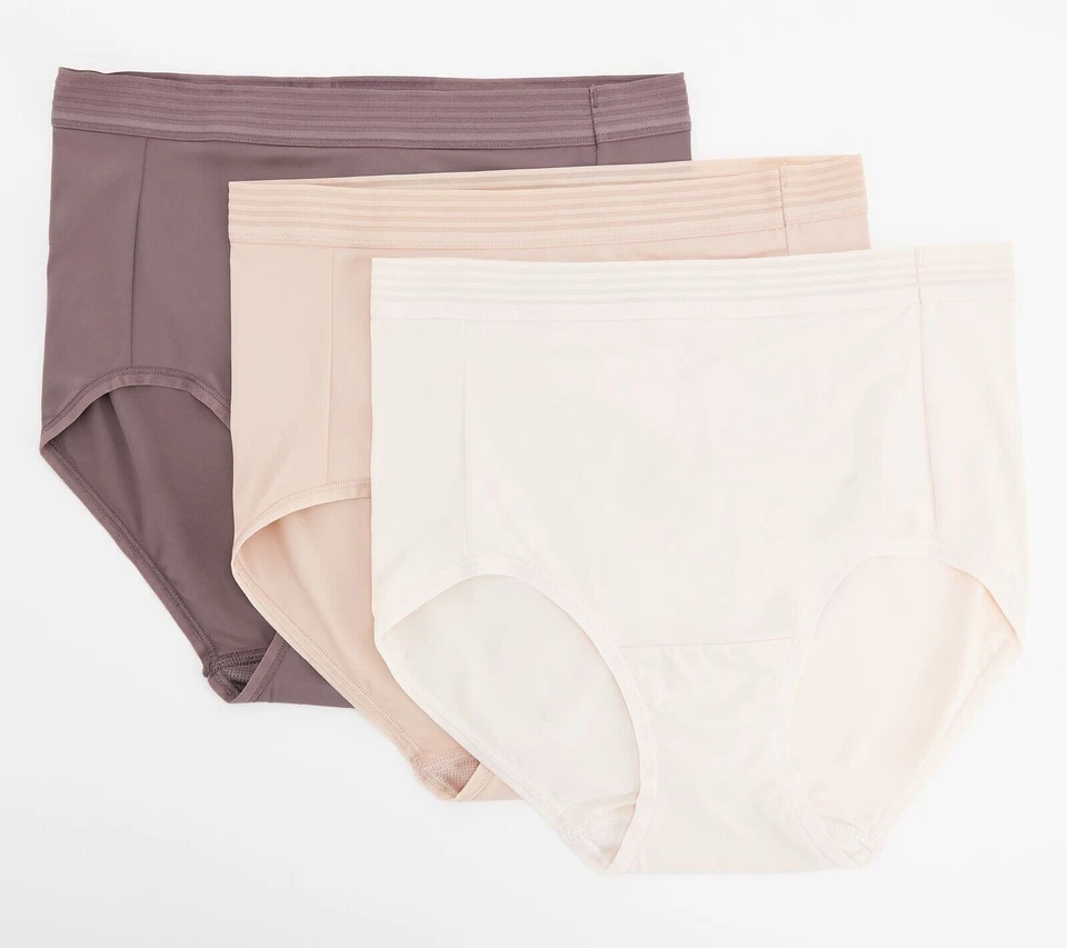 Breezies Mesh Illusions Stripe Full Brief-Neutral-Large A506559 NEW - Image 1 of 1