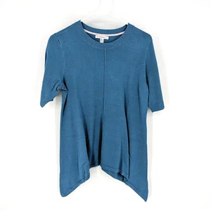 Isaac Mizrahi Live! Crewneck Cascade Hem Pullover Sweater Canal Blue Women's XS - Picture 1 of 6