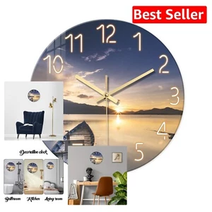 Frameless 14-Inch Silent Wall Clock - Elegant Design for Bedroom & Living Room - Picture 1 of 10