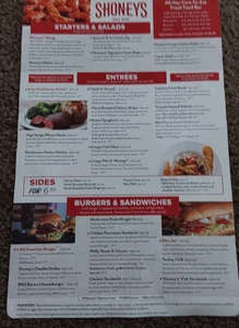 NEW FLOLRIDA SHONEY'S MENU - Picture 1 of 2