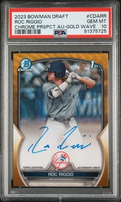 2023 Bowman Draft Chrome Autograph Roc Riggio #CDARR Gold Wave /50 PSA 10 POP 4 - Image 1 of 2