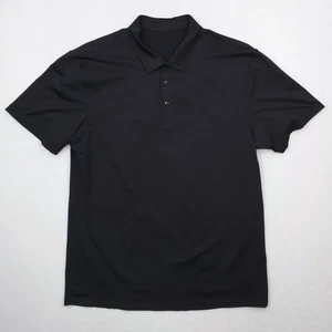 Lululemon Polo Shirt Mens Large Black Performance Golf Athleisure Stretch Casual - Picture 1 of 6