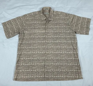 Burma Bibas Hemd Herren Large Braun Geometrisches Muster Kurzarm Knopfleiste Baumwolle - Bild 1 von 14