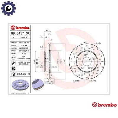 2x DISCO DE FRENO 09.5457.3X PARA CIIMO HONDA CR-Z CIVIC/VIII/Hatchback BALLADE 1.8L Foto 1 de 4