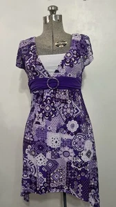 Route 66 Girl's Dress Lg 10 1/2 -12 1/2 Purple & White Paisley Design - Picture 1 of 5
