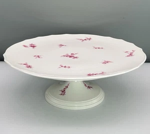 XL 13" MEISSEN Scattered Pink Flowers PEDESTAL CAKE STAND SERVER FOOTED PLATE - Picture 1 of 19