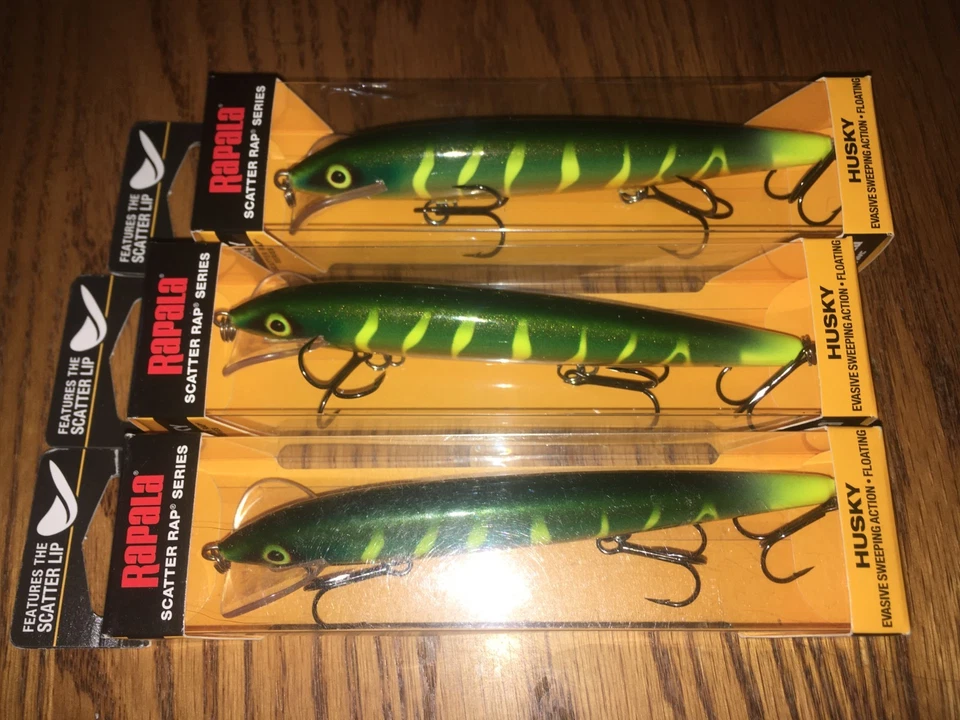 RAPALA SCATTER RAP HUSKY 13's---3 SEÑUELOS DE PESCA DE COLORES HULK Foto 1 de 1