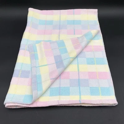 Manta Bebé Vintage Pastel Tela Escocesa Algodón Rosa Amarillo Azul Verde Foto 1 de 4