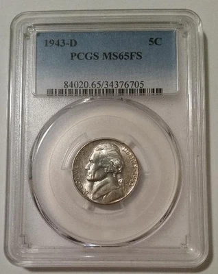 PCGS 1943 D Jefferson Silver Nickel Unc MS65 FS Toning (B) - Image 1 of 2