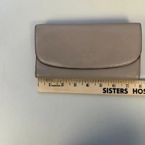 Coach Vintage Mauve Taupe Dreifachfaltung weiches Leder geprägt Geldbörse Reißverschluss Ausweisfach - Bild 1 von 12