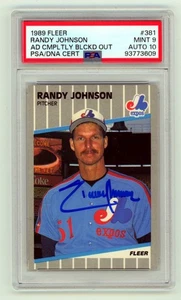 Randy Johnson 1989 Fleer #381 Marlboro AD Blacked Out Signed PSA MINT 9 10 Auto - Picture 1 of 1