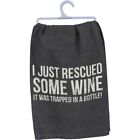 Primitives by Kathy Rescued Wine Trapped in Bottle Dish Towel 109962 New