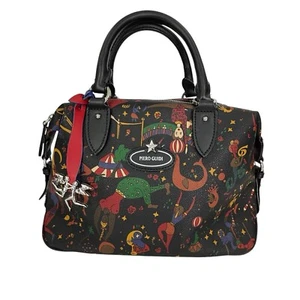 Piero Guidi Julia Bauletto Magic Circus Black Leather Satchel Bag - Picture 1 of 15