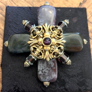 Maltesische Lilienblume Wappen Amethyst Kreuz Pin Anhänger: Jose & Maria Barrera - Bild 1 von 9