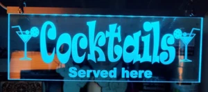 Insegna Led Bar Aperta - Cocktail serviti qui neon si accendono personalizzata - Foto 1 di 10