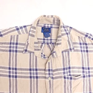 Cambridge Classics Tartan Flannel Button Shirt Mens Size Extra Large XL Beige - Picture 1 of 10