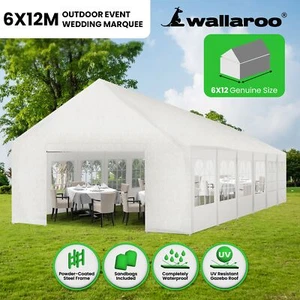 New Huge 12x6 Outdoor Event Gazebo Party Tent Marquee Wedding Canopy Shade White - Picture 1 of 11
