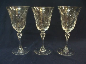 3 bicchieri da vino vintage taglio trasparente cristallo lucido calici pannelli ottici 7 5/8 - Foto 1 di 12