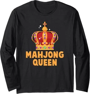 Funny Mahjong Queen Tee China Game Gifts For Girls Women Long Sleeve T-Shirt - Picture 1 of 7