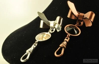 Large bow-style pins with swivel clasps, in variety of color & connector options - Image 1 of 4