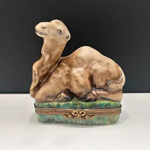 Vintage atemberaubende Chamart Limoges Frankreich Porzellan ruhende Kamelschleife Metallverschluss! - Bild 1 von 17