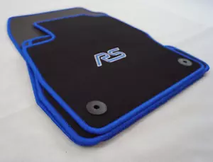 $$$ Floor Mats Fits Ford Focus III MK3 ST RS + RS LOGO + Edge Blue + NEW - Picture 1 of 5