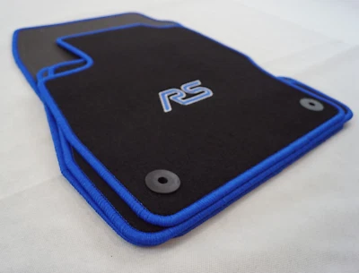 $$$ Fußmatten passend für Ford Focus III MK3 ST RS + RS LOGO + Rand blau + NEU - Image 1 of 4