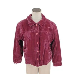 Coldwater Creek Womens Jacket Embroidered Velvet Purple New Size PM - Picture 1 of 11