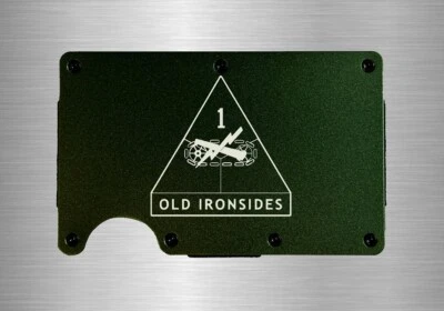 US Army 1st Armored Division Slim Thin Metal RFID Blocking Minimalist Wallet - Image 1 of 4