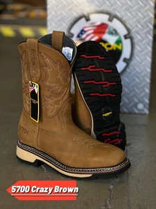 MEN'S WORK BOOTS FULL GRAIN LEATHER SQUARE SOFT TOE OIL RESISTANT SQUARE TOE 570 - Picture 1 of 5