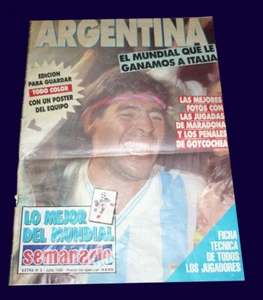 MARADONA FIFA WORLD CUP ITALY 1990 Special Semanario magazine w/central Poster  - Picture 1 of 9
