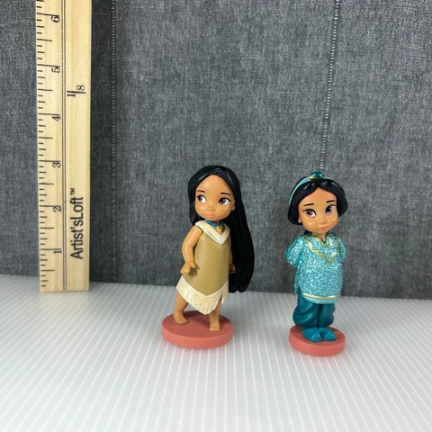 Disney Animators Jasmine And Pocahontas PVC Plastic Figure Figurine Cake Topper Cover
