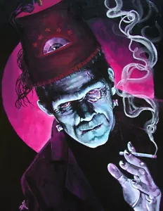 Lowbrow Art The Oracle Canvas Giclee Print Mike Bell 5 Sizes Frankenstein NWT - Picture 1 of 3